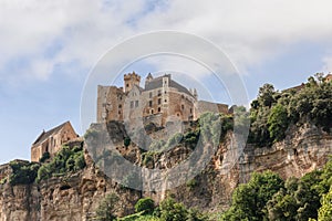 Castle Chateau de Beynac and its defences built onÃÂ sheer cliff plateauÃÂ to discourage neighbours photo